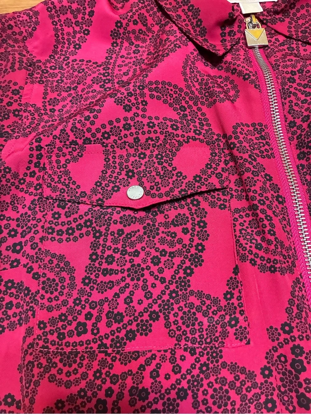Michael Kors Paisley Zip Up Blouse Size XL NWT